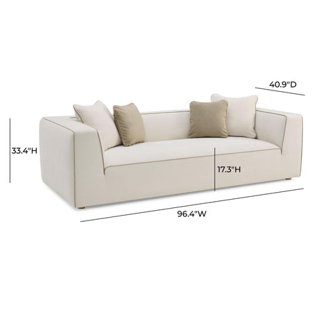 TOV Tristine 96" Cream Contract-Grade Linen Sofa