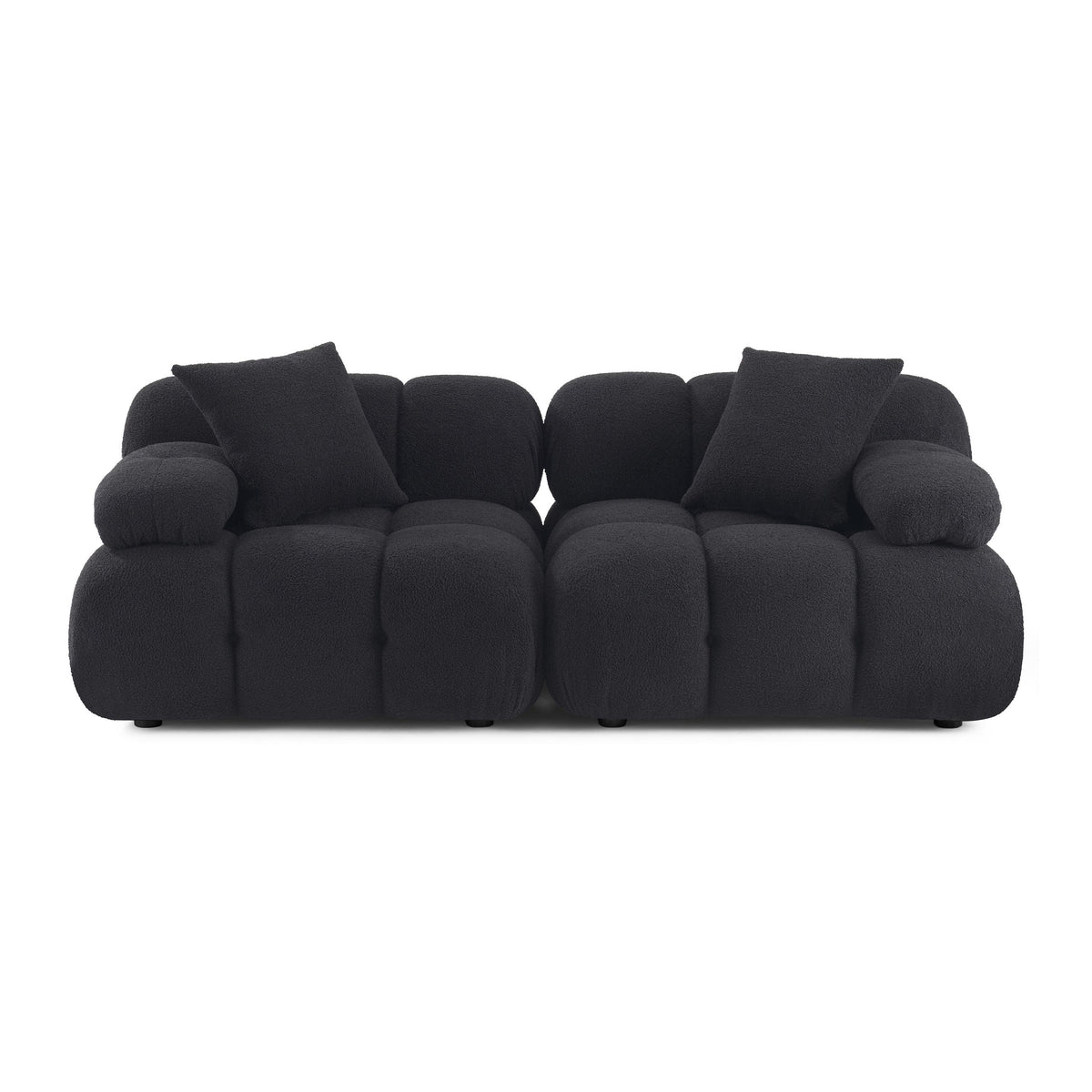 TOV Calliope Black Vegan Shearling Modular Loveseat