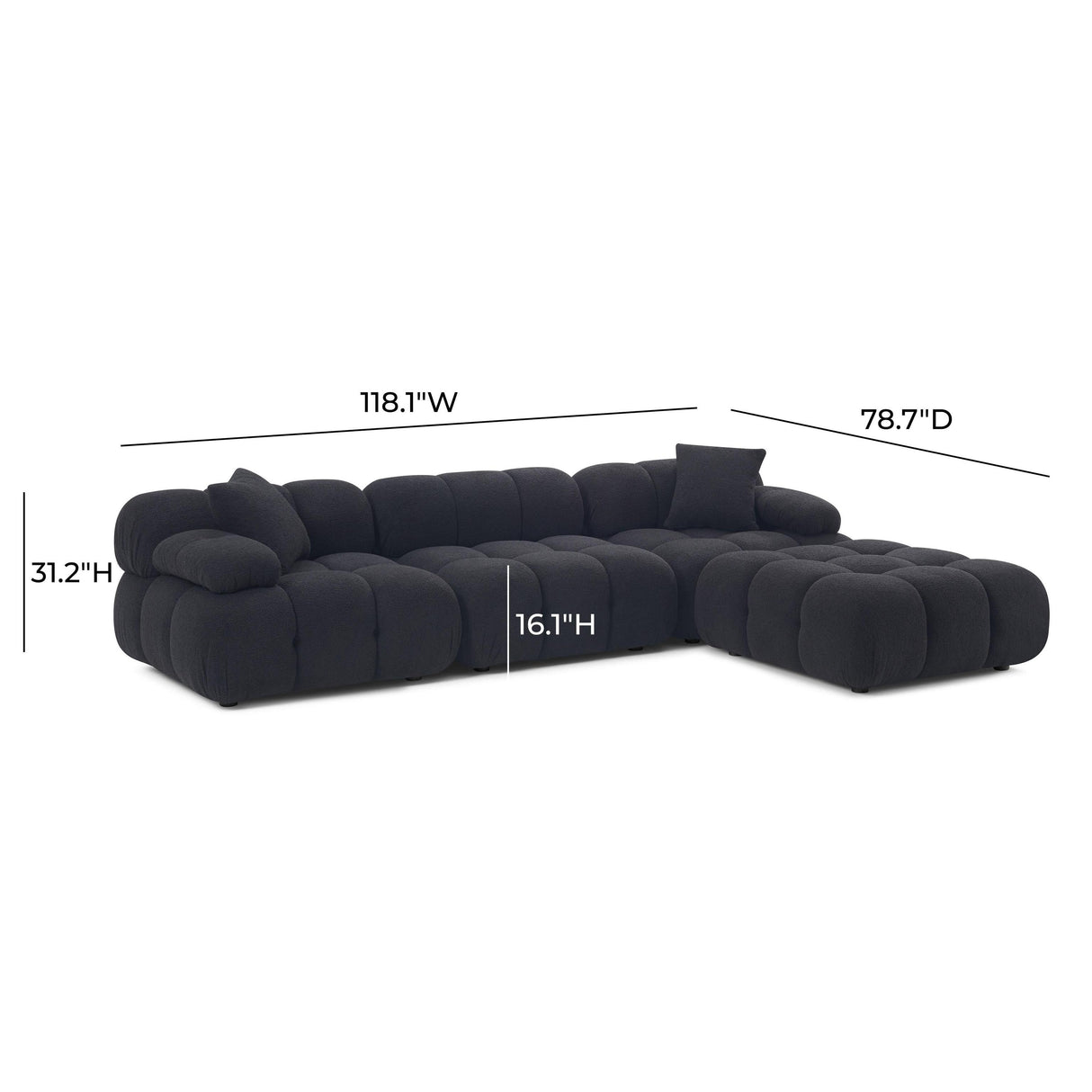 TOV Calliope 4-Piece Performance Vegan Shearling Modular Sectional