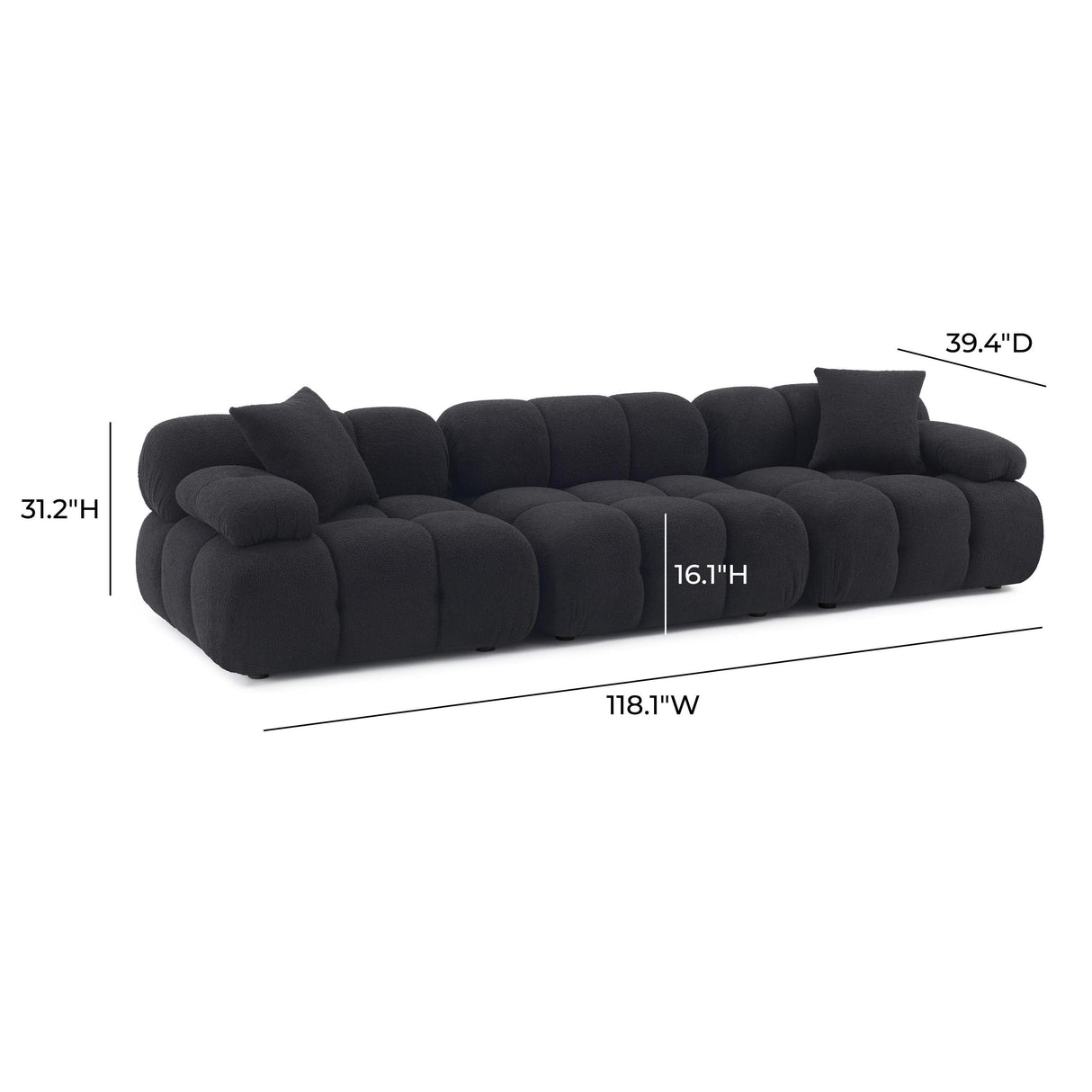 TOV Calliope 118" Performance Vegan Shearling Modular Sofa