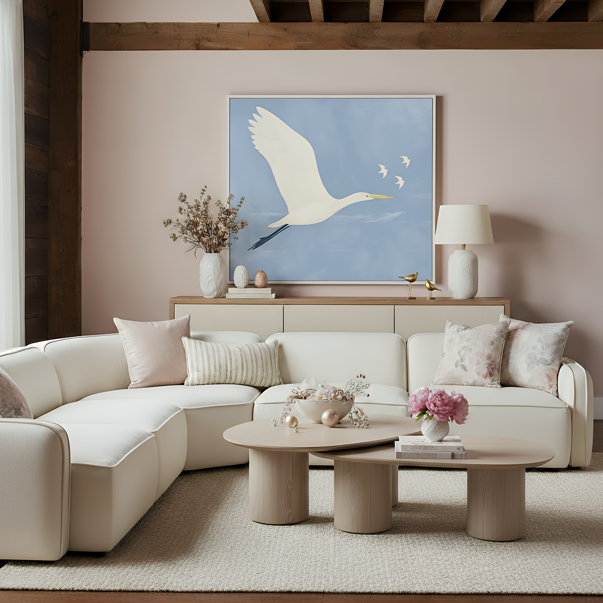 TOV Travie 5-Piece Sand Upcycled Performance Linen Modular Large L-Sectional