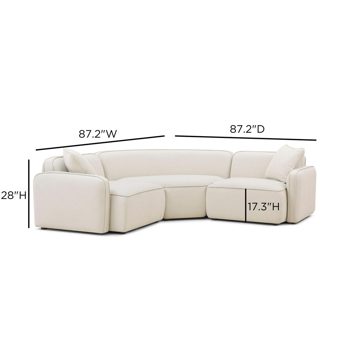 TOV Travie 3-Piece Sand Upcycled Performance Linen Modular L-Sectional