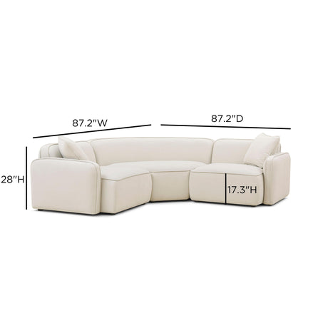 TOV Travie 3-Piece Sand Upcycled Performance Linen Modular L-Sectional