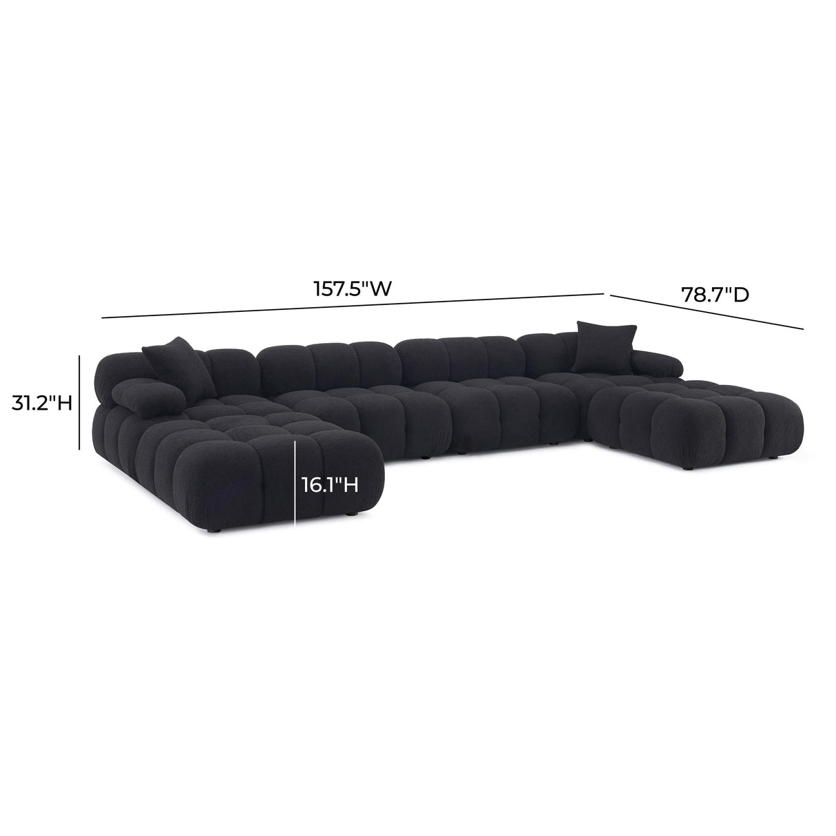 TOV Calliope 6-piece Performance Vegan Shearling Modular U-Sectional