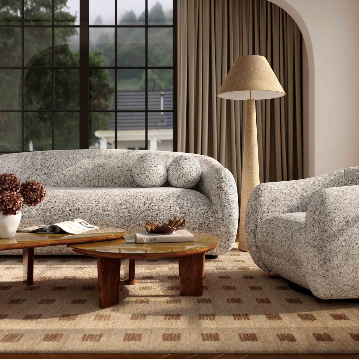 TOV Judy 80" Black and White Woven Performance Fabric Sofa