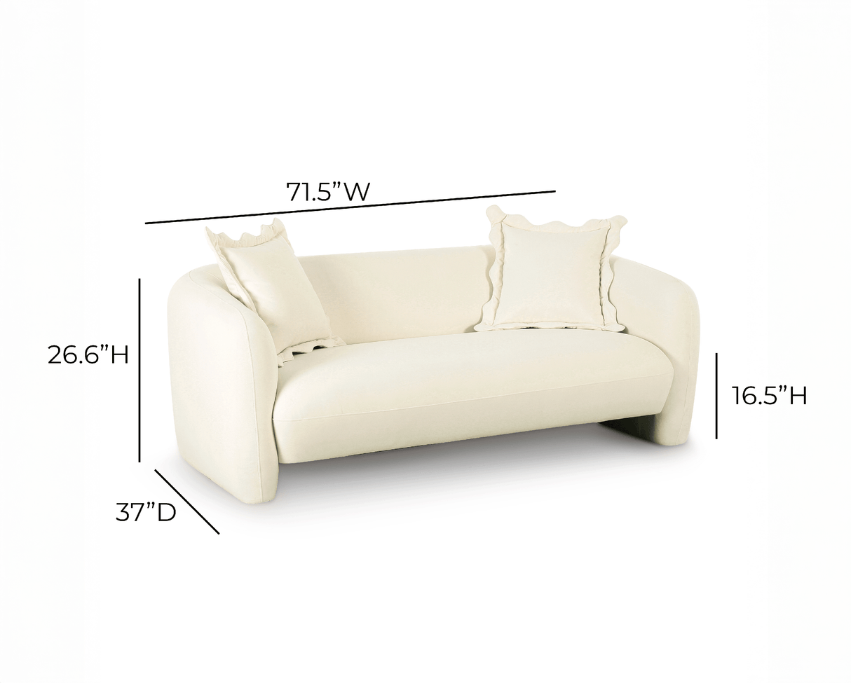 TOV Lou Cream Performance Velvet Loveseat