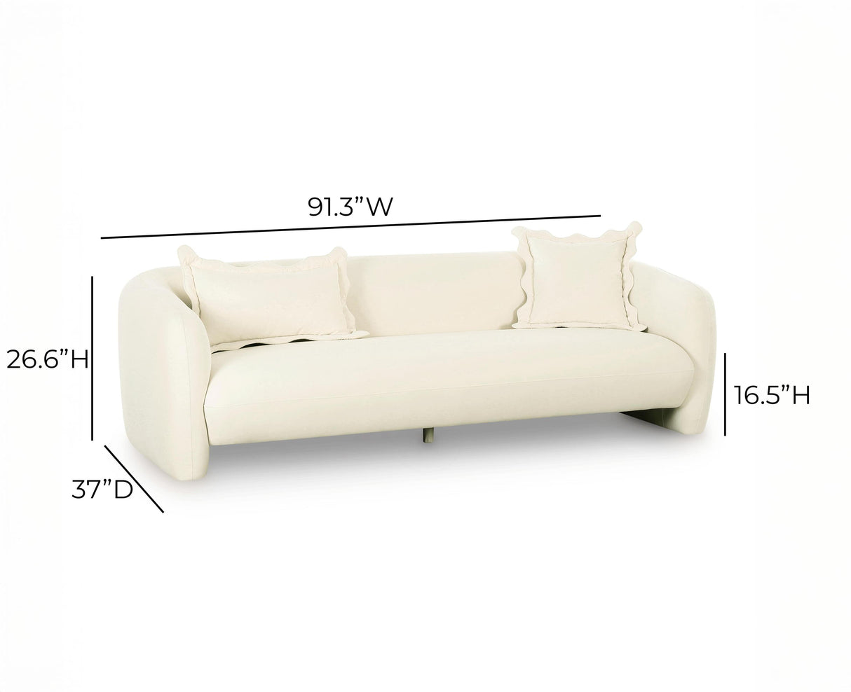 TOV Lou Cream Performance Velvet Sofa