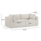 TOV Hangover 81" Cream Performance Fabric Outdoor Modular Loveseat