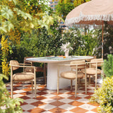 TOV Annika Peach Textured Performance Fabric Outdoor Dining Chair