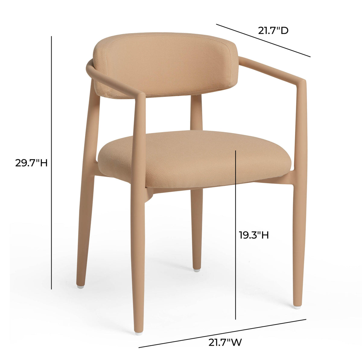 TOV Annika Peach Textured Performance Fabric Outdoor Dining Chair
