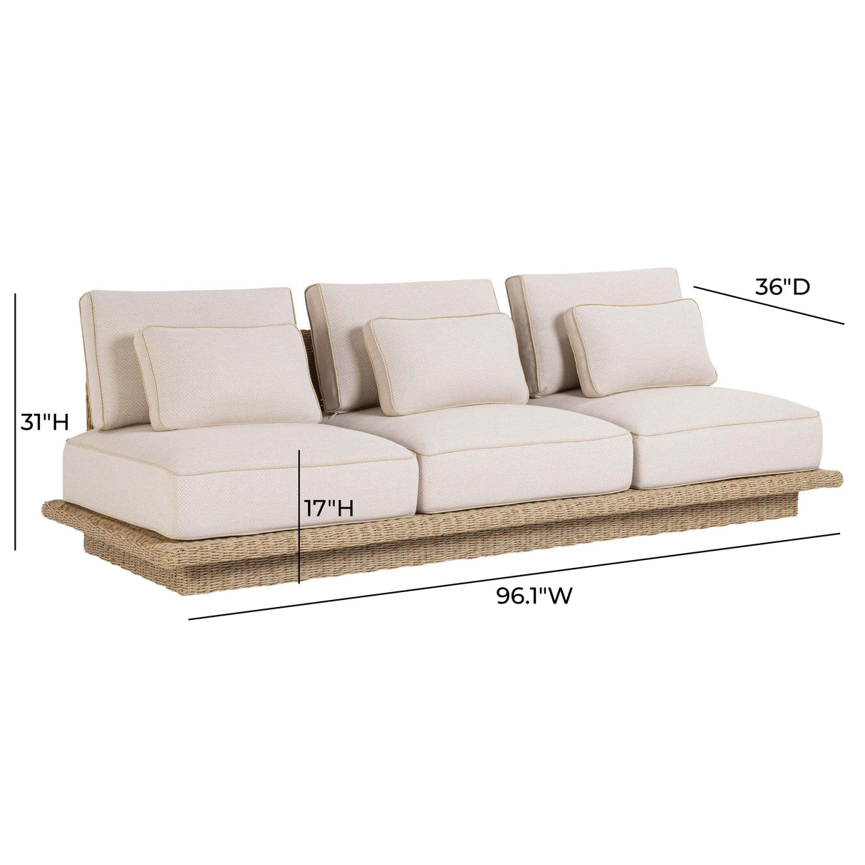TOV Mora Cream Outdoor Sofa 96"