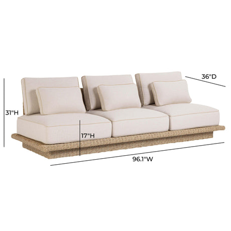 TOV Mora Cream Outdoor Sofa 96"