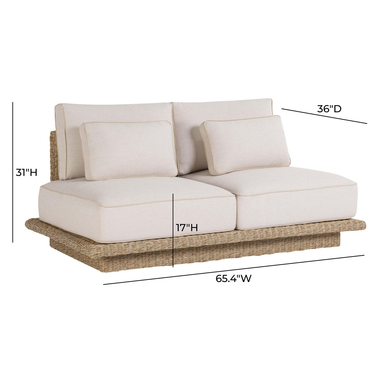 TOV Mora Cream Outdoor Sofa 65"