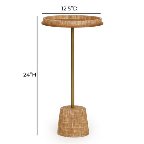 TOV Saddle Natural Raffia Contract-Grade Side Table