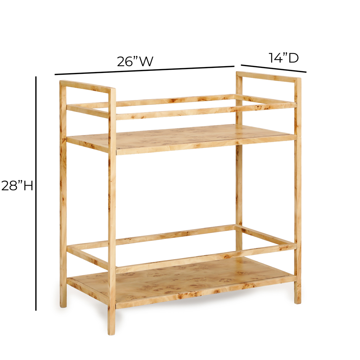 TOV Destin Natural Burl Contract-Grade Bar Cart