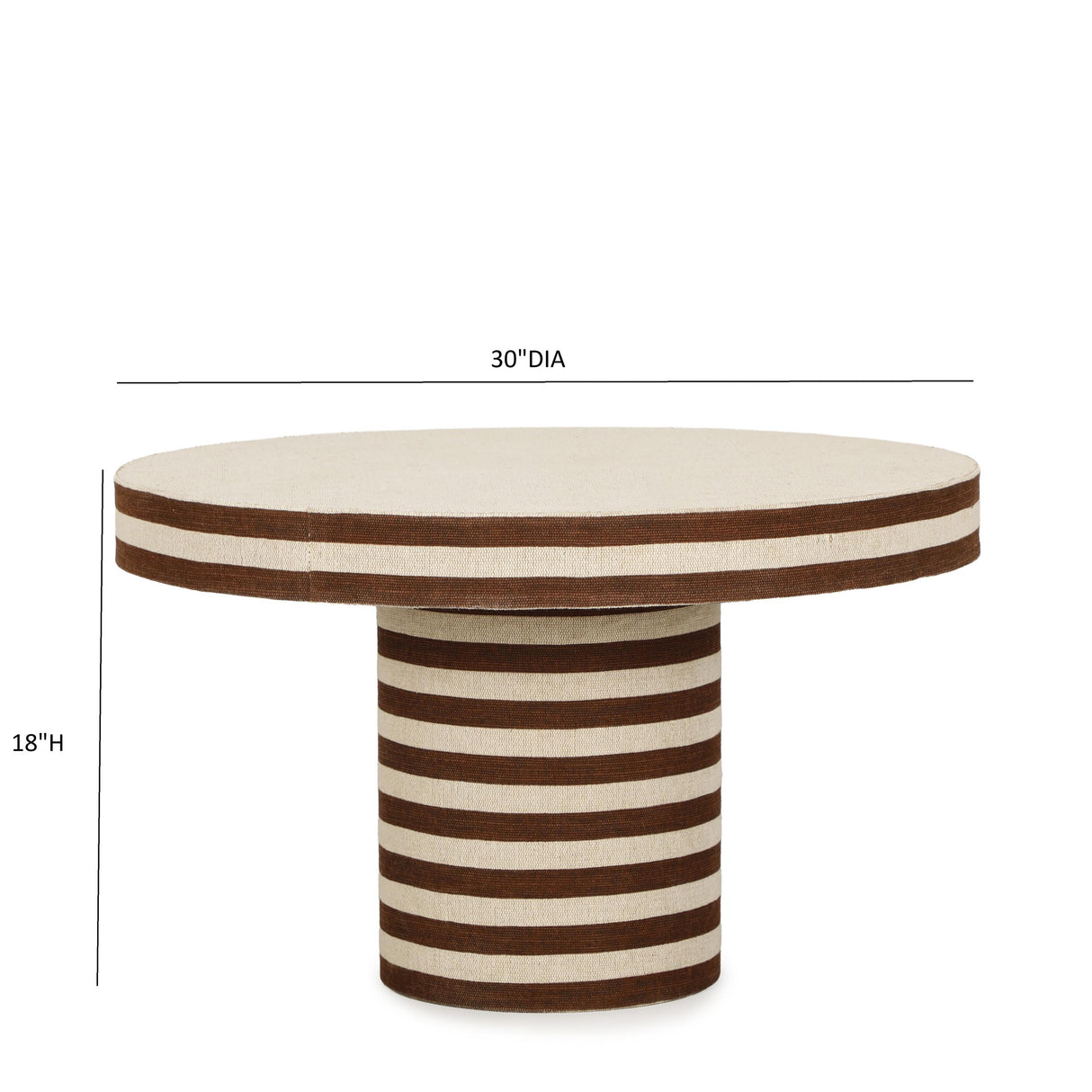 TOV Lyra 30" Natural Striped Cotton Jute Contract-Grade Coffee Table