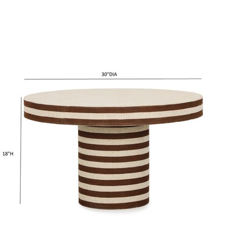 TOV Lyra 30" Natural Striped Cotton Jute Contract-Grade Coffee Table