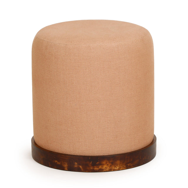 TOV Como Burl and Cotton Jute Contract-Grade Accent Stool