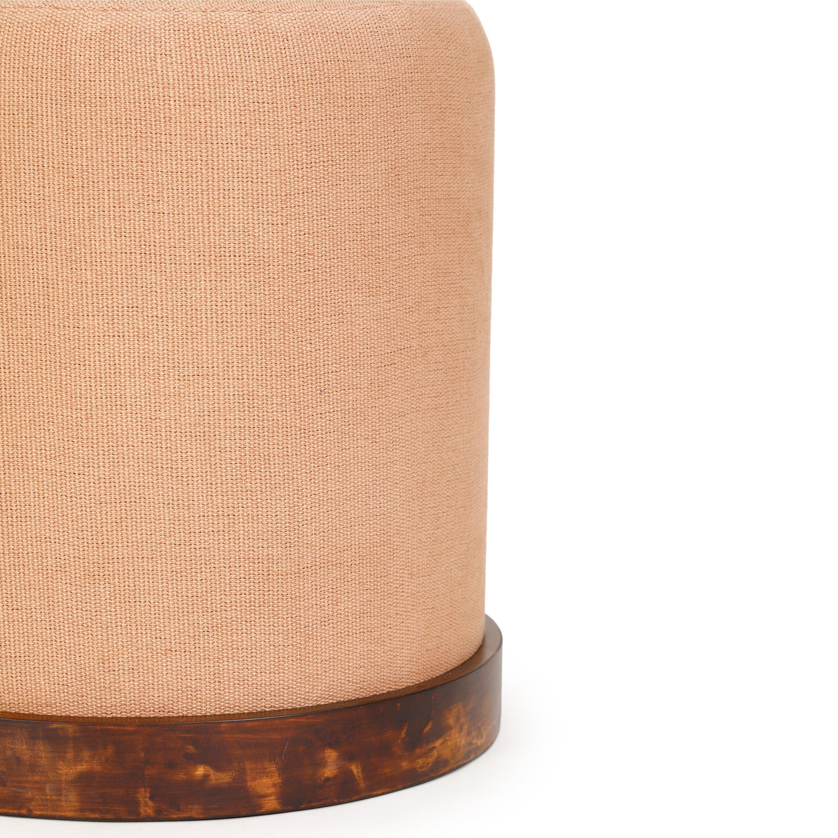 TOV Como Burl and Cotton Jute Contract-Grade Accent Stool