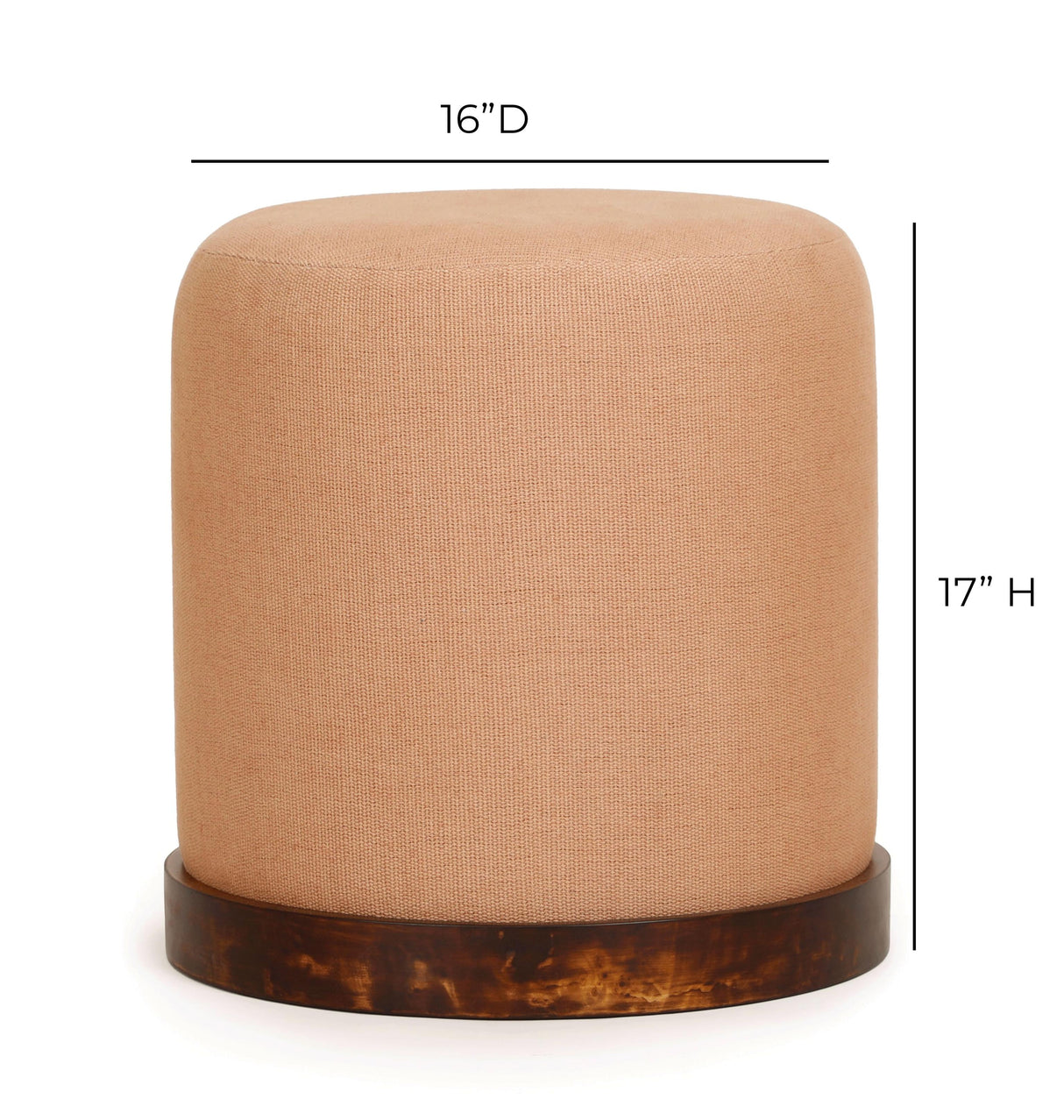 TOV Como Burl and Cotton Jute Contract-Grade Accent Stool