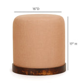 TOV Como Burl and Cotton Jute Contract-Grade Accent Stool