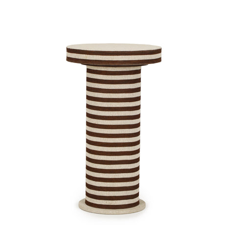 TOV Lyra Natural Striped Cotton Jute Contract-Grade Side Table