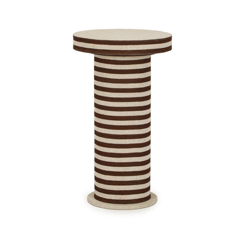 TOV Lyra Natural Striped Cotton Jute Contract-Grade Side Table