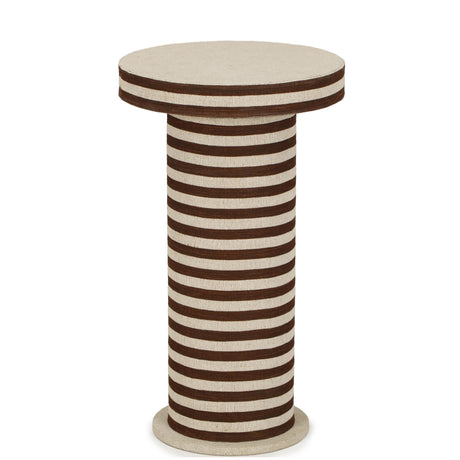 TOV Lyra Natural Striped Cotton Jute Contract-Grade Side Table