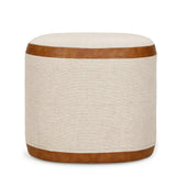 TOV Huche Cotton Jute and Vegan Leather Oval Contract-Grade Pouf