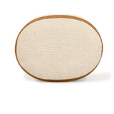 TOV Huche Cotton Jute and Vegan Leather Oval Ottoman