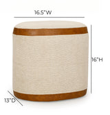 TOV Huche Cotton Jute and Vegan Leather Oval Ottoman