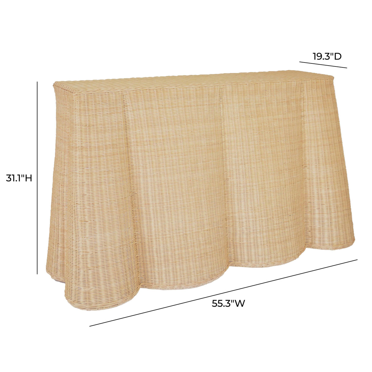 TOV Egan 55" Natural Rattan Console Table