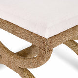 TOV Kappa Cream Contract-Grade Fabric and Natural Seagrass Accent Stool