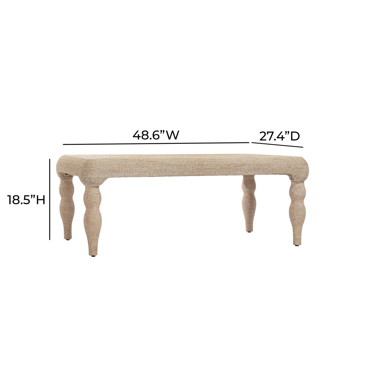 TOV Vicky 49" Natural Woven Seagrass Rectangular Coffee Table