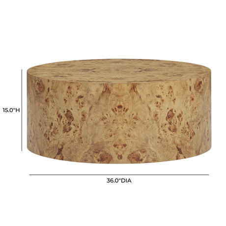 TOV Fig 36" Natural Burl Drum Round Coffee Table