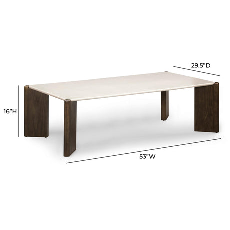 TOV Restis 52" Cream Quartz Rectangular Coffee Table