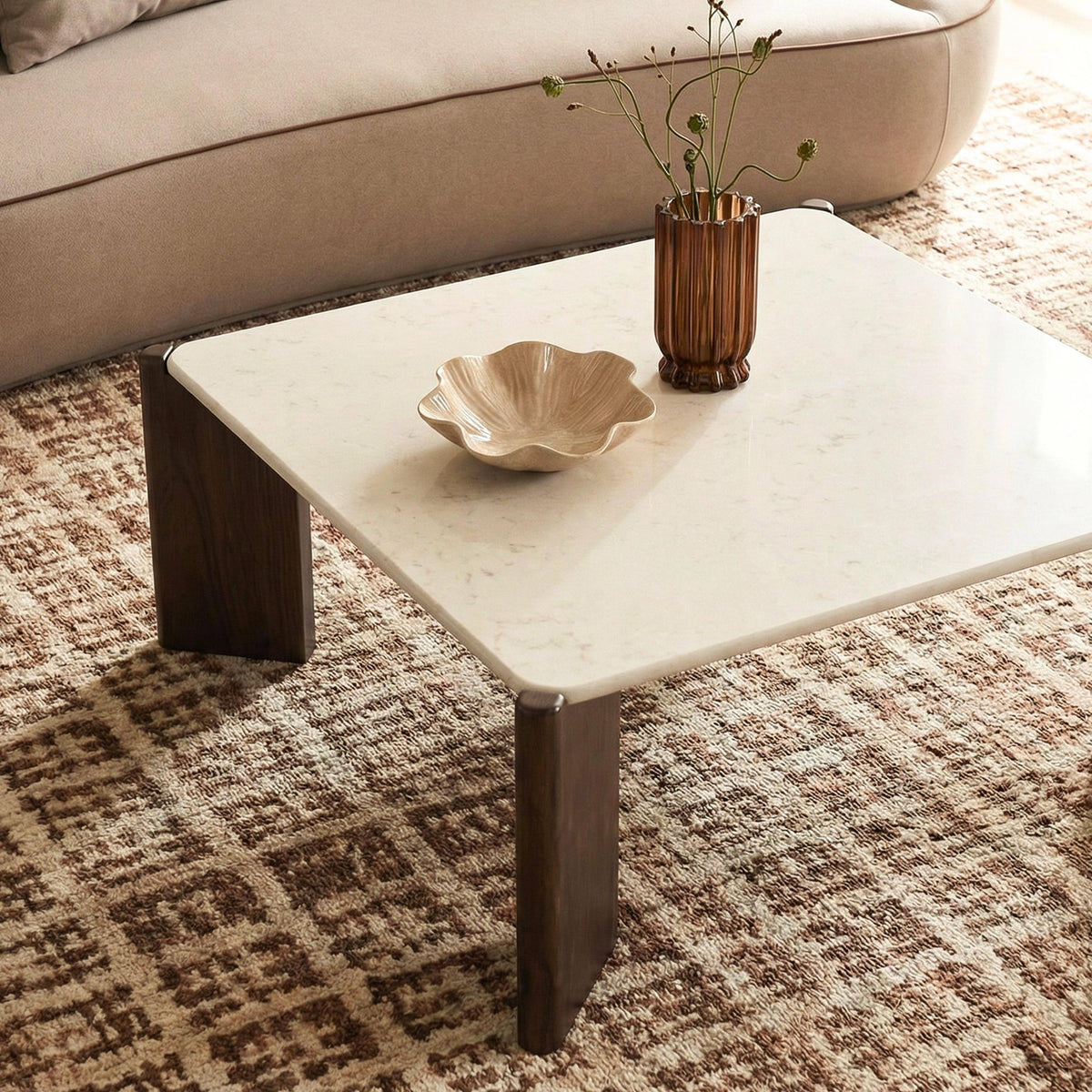 TOV Restis 33.5" Cream Quartz Square Coffee Table
