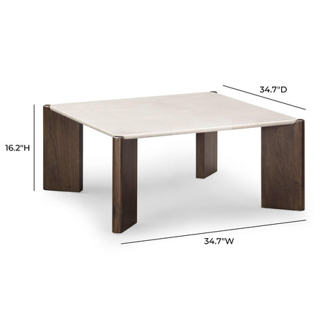 TOV Restis 33.5" Cream Quartz Square Coffee Table