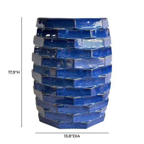 TOV Trax Azul Blue Indoor/Outdoor Ceramic Side Table