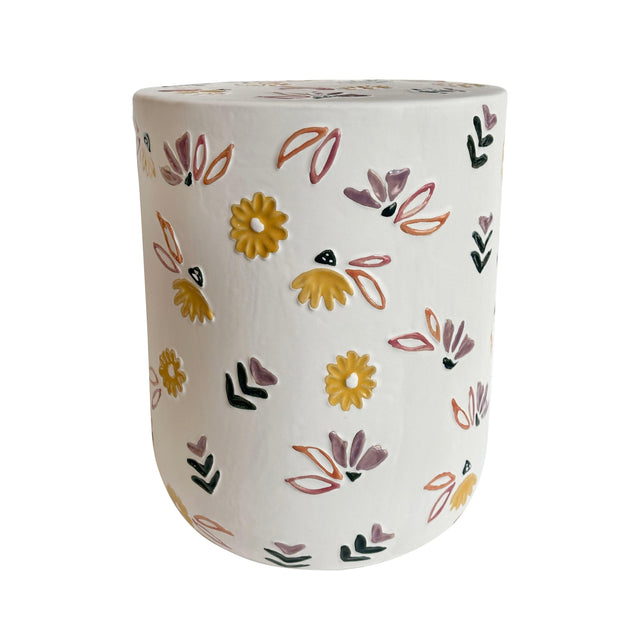 TOV Ceramic Hand-Painted Floral Indoor/Outdoor Table