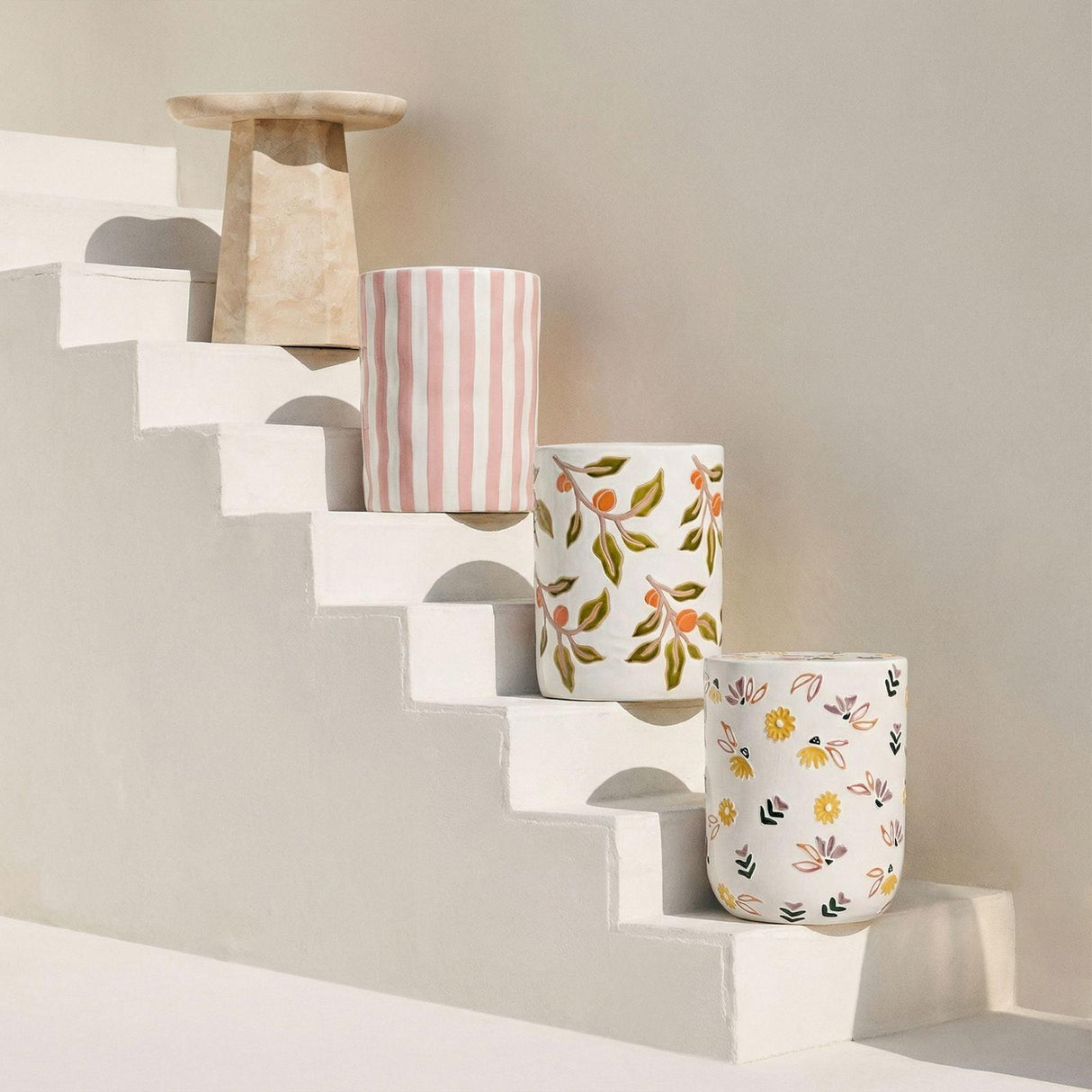 TOV Ceramic Hand-Painted Floral Indoor/Outdoor Table