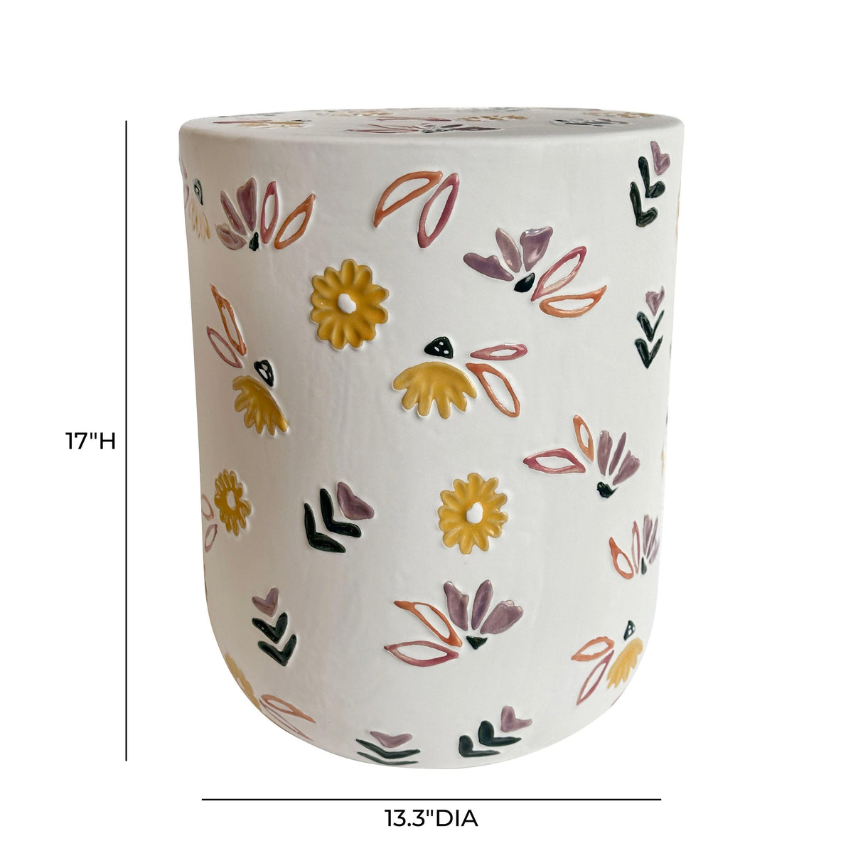 TOV Ceramic Hand-Painted Floral Indoor/Outdoor Table