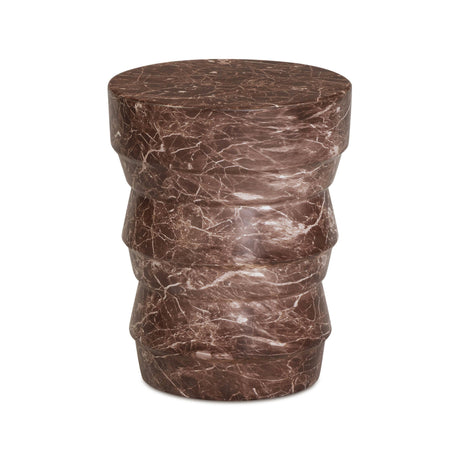 TOV Ayon Faux Red Levanto Marble Indoor/Outdoor Concrete Side Table