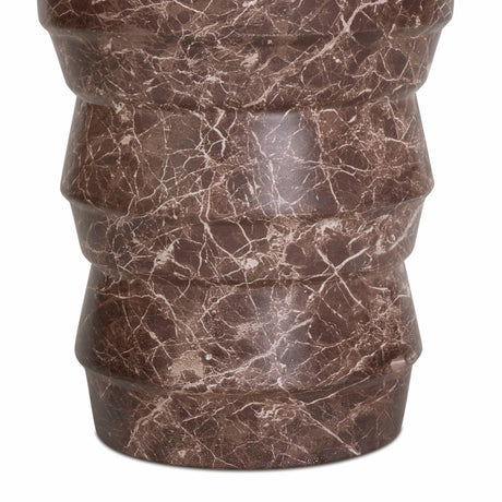 TOV Ayon Faux Red Levanto Marble Indoor/Outdoor Concrete Side Table