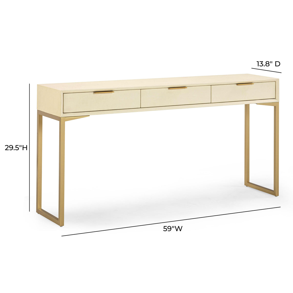 TOV Pesce Cream Shagreen Console Table