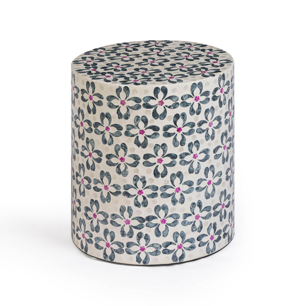 TOV Lorna Stool in Aqua Floral Capiz Shell Motif