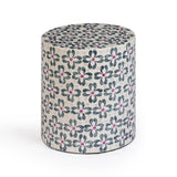TOV Lorna Stool in Aqua Floral Capiz Shell Motif