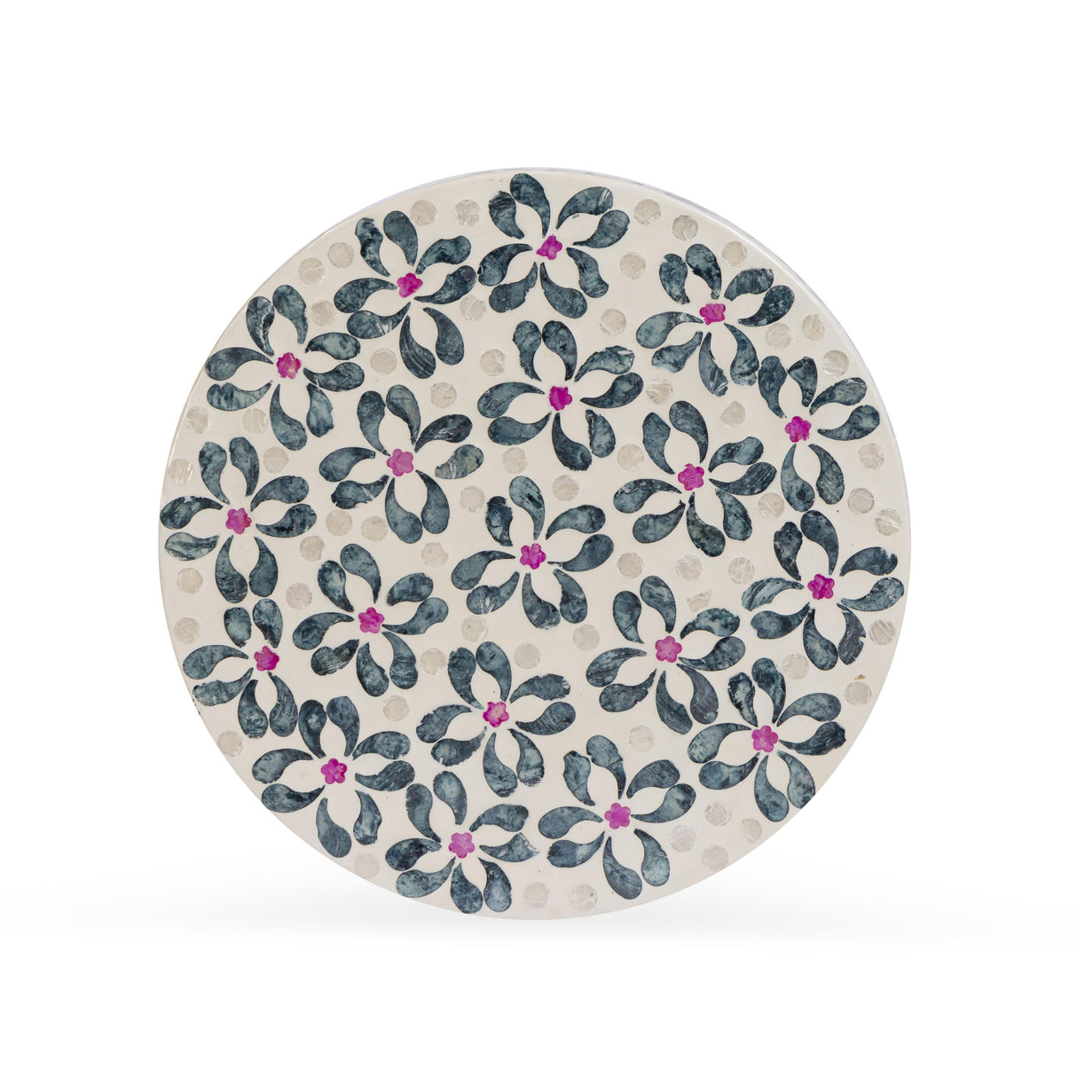 TOV Lorna Stool in Aqua Floral Capiz Shell Motif