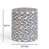 TOV Lorna Stool in Aqua Floral Capiz Shell Motif