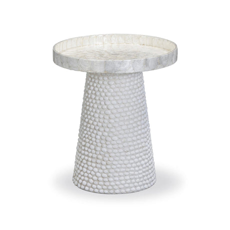 TOV Coast Pearl White Seashell Round Side Table